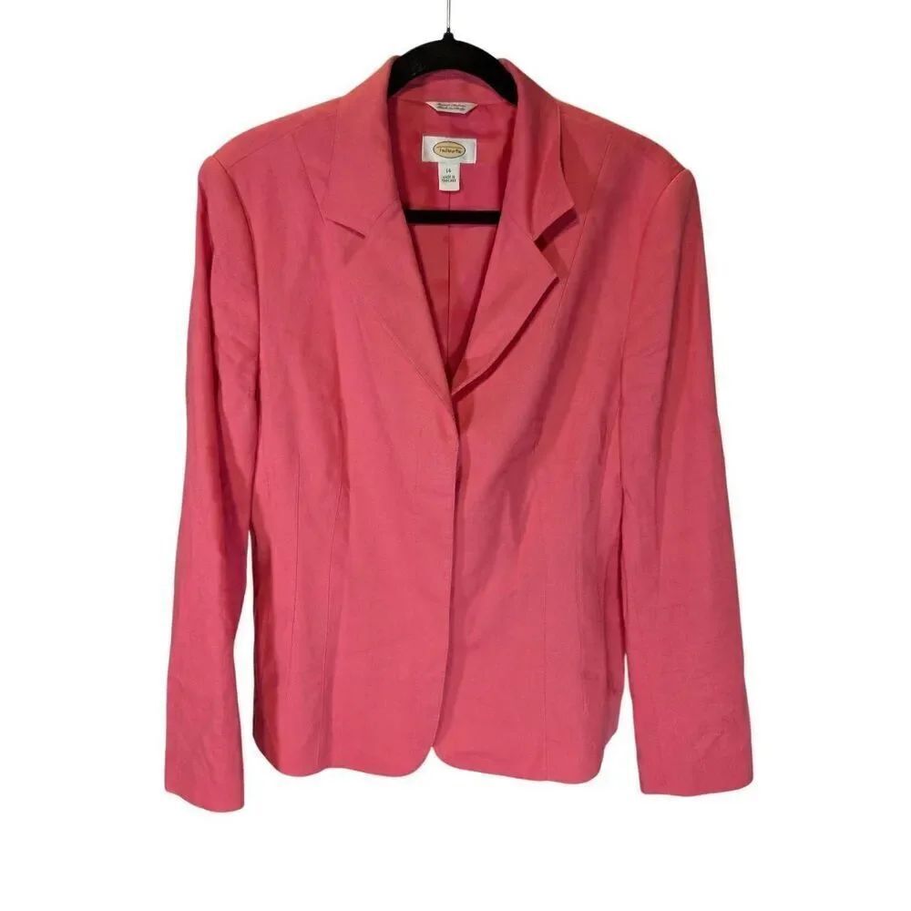 Talbots Salmon Pink Blazer Stretchy Fabric Women's Size 14
